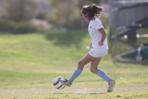 Foothill’s Rachel Lentz (9) kicks the ball for a goal against Silverado in the girl ...