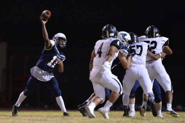 Foothill quarterback Jordan Wilson (11) throws a pass during the Foothill High School Palo V ...