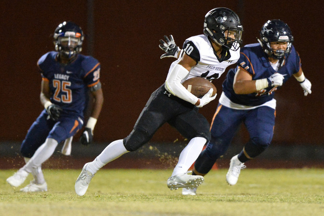 Palo Verde receiver Earnest Williams (10) carries the football during the Legacy High School ...