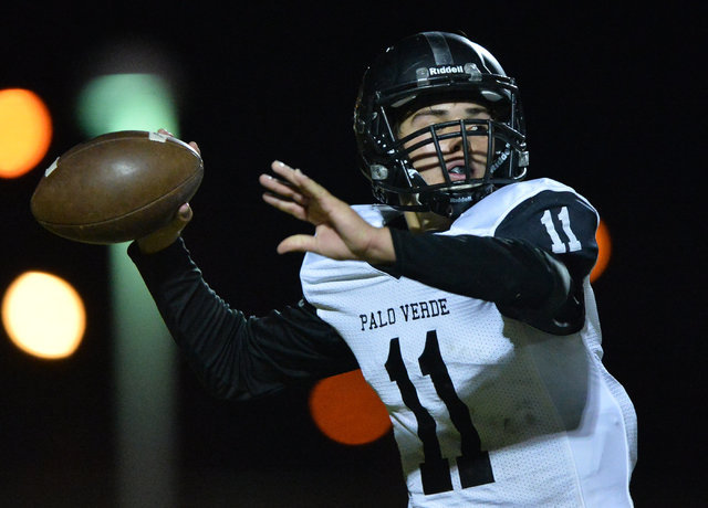 Palo Verde quarterback Nick Zuppas (11) throws a pass during the Legacy High School Palo Ver ...