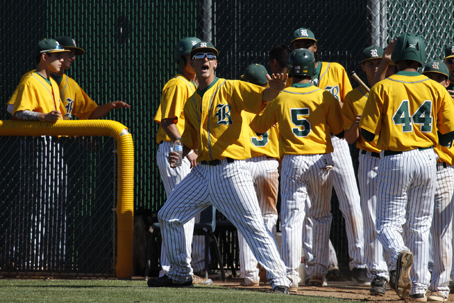 Rancho layers celebrate scoring during the first round of the Sunrise Region tournament on M ...