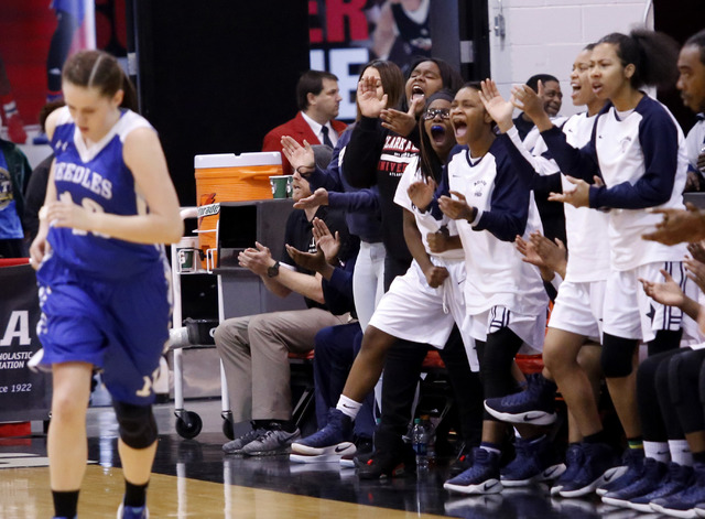 Agassi Prep players react during the second half of a Class 2A girls state final championshi ...