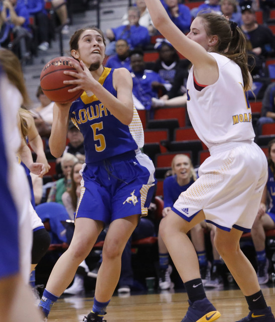 Lowry’s Tiana Herrera (5) shoots during the second half of a Class 3A girls state semi ...