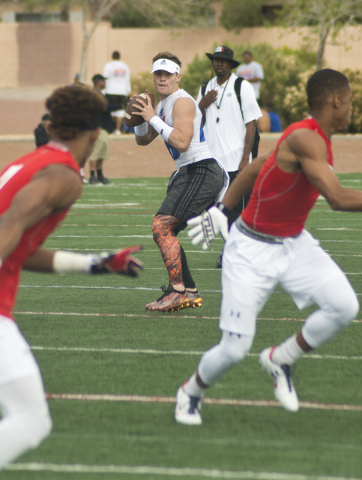 702 Elite quarterback Tate Martell (18) prepares to throw the ball during their game against ...