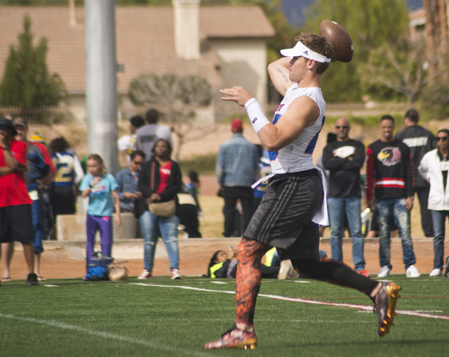 702 Elite quarterback Tate Martell (18) prepares to throw the ball during their game against ...