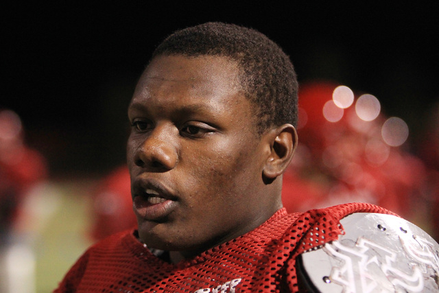 Arbor View guard Tyreace Smith talks about the Aggies offensive line during practice Wednesd ...