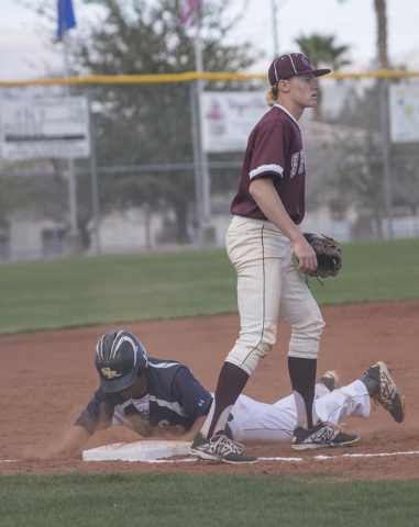 Cimarron-Memorial High School’s Trevor Lippard (12), waits for the ball as Shadow Ridg ...