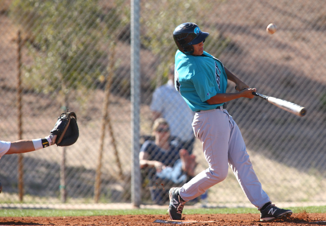 Silverado’s Chase Cortez (10) hits a foul ball against Palo Verde on Friday. Silverado ...