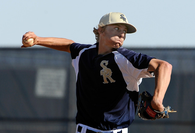 Shadow Ridge pitcher Travis Caskie fires a pitch against Coronado on Monday. Caskie allowed ...