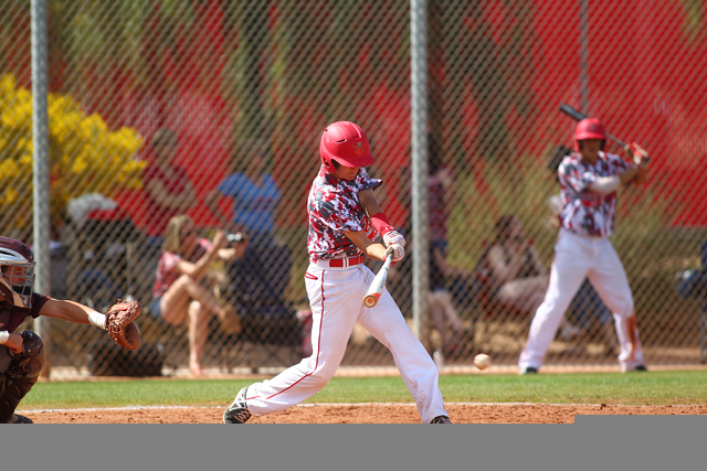 Arbor View’s Max Jungblut takes a hack against Faith Lutheran on Saturday. Arbor View ...