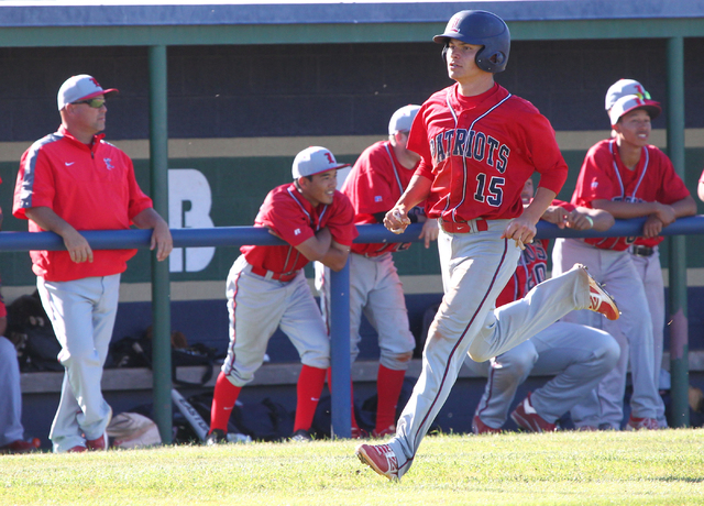 Liberty’s Justin Lutes runs for home plate during the sixth inning on Monday against S ...