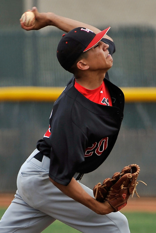 Las Vegas pitcher Jamie Solis fires a pitch against Shadow Ridge on Tuesday. The Wildcats wo ...