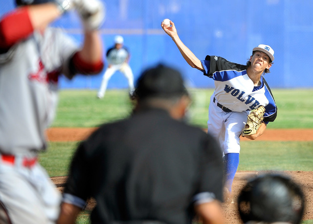 Basic pitcher Mikey York fires a pitch against Liberty on Monday. York allowed one run on si ...