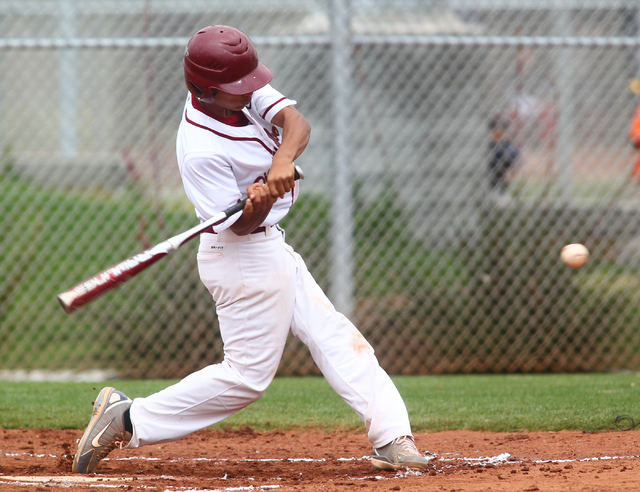 Desert Oasis’ Chris Van Kuren takes a swing during Saturday’s game against Sprin ...