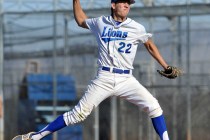 Sierra Vista pitcher Nolan Kingham fires a pitch against Shadow Ridge on Monday. Kingham thr ...