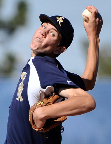 Shadow Ridge pitcher Isaiah Blaylock winds-up against a Sierra Vista batter on Monday. Blayl ...
