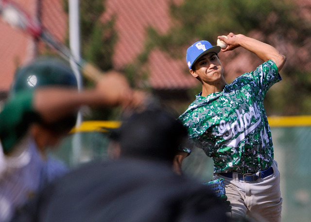 Green Valley pitcher Keola Paragas fires a pitch against Rancho on Tuesday. Paragas allowed ...