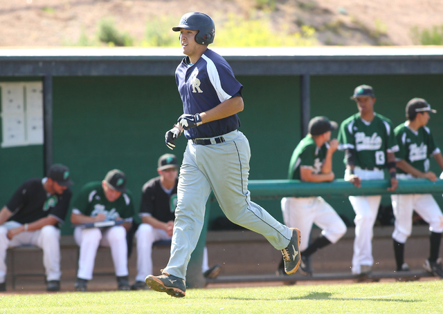 Shadow Ridge’s Francisco Robles trots home after his home run against Palo Verde on Th ...