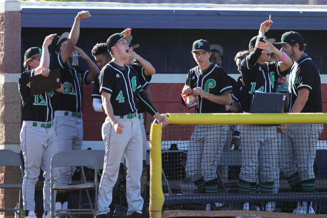 Palo Verde players cheer after an RBI hit against Coronado during their game Friday, March 2 ...