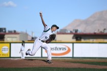 Rancho’s Layton Walls (41) pitches against Basic during their baseball game played at ...