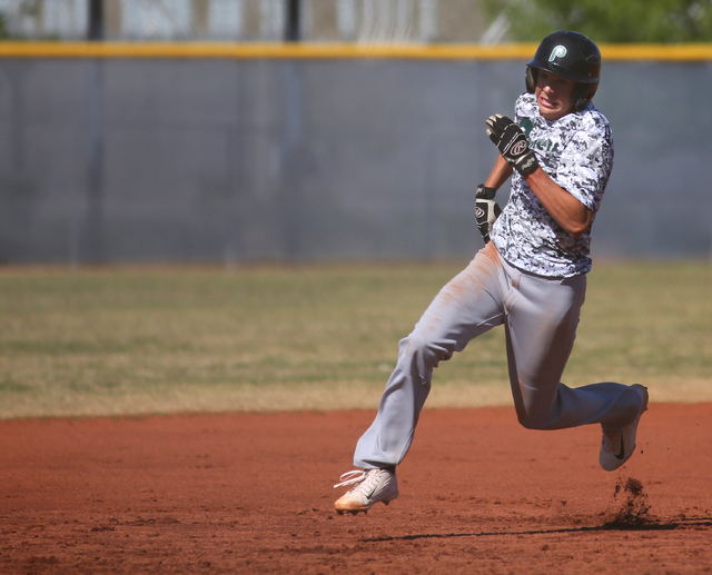 Palo Verde’s Cobi Fiechtner runs to third base during a baseball game against Shadow R ...