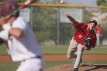 Arbor View’s Sam Pastrone pitches during a baseball game against Cimarron-Memorial at ...