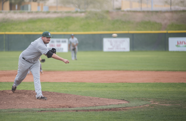 Rancho High School’s Andrew Weiger (36) pitches against Las Vegas High School during t ...