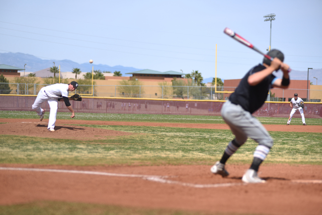 Faith Lutheran’s Zack Trageton (11) pitches against Canyon View (Utah) during their ba ...