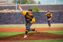 Bonanza pitcher Jay DeSoto (12) pitches to Spring Valley at Spring Valley High School in Las ...