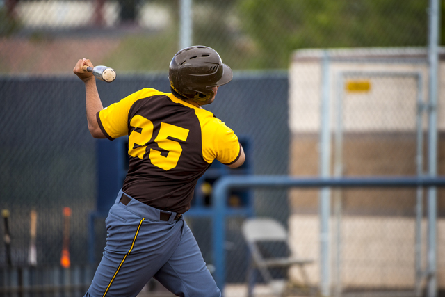 Bonanza infielder Miguel Socorro-Alvarez (25) swings at a pitch from Spring Valley at Spring ...
