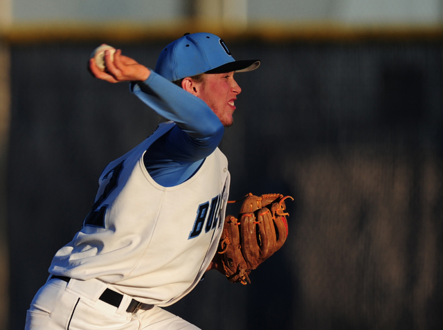 Centennial starting pitcher Jake Rogers delivers to Liberty in the fourth inning of their pr ...