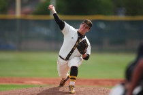 Bonanza starting pitcher Byron Naftzger delivers to Centennial in the second inning at Bonan ...
