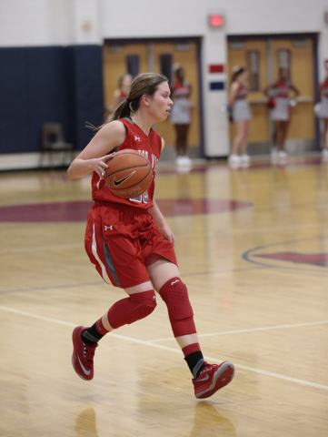Arbor View’s Katie Wolfram (20) handles the ball during Monday’s game at Liberty ...