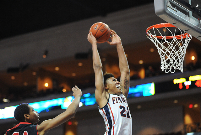 Findlay Prep basketball player Kelly Oubre goes in for a dunk against the Prime Prep on Frid ...