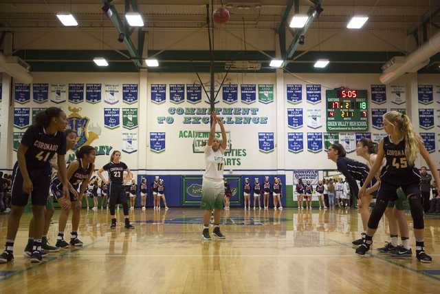 Green Valley sophomore Quii Harmon (11) makes a free-throw shot during a game at Green Valle ...