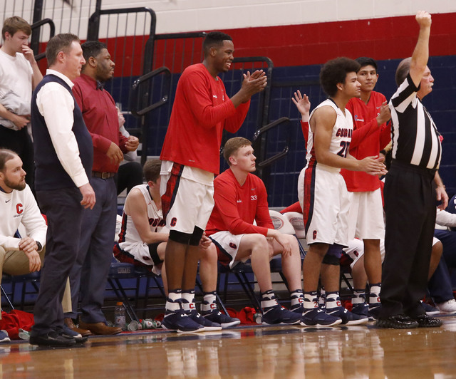 Coronado players cheer during the second half of a high school basketball game on Tuesday, F ...