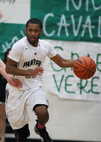 Palo Verde’s Christian Bryant drives down the court against Shadow Ridge on Tuesday. P ...