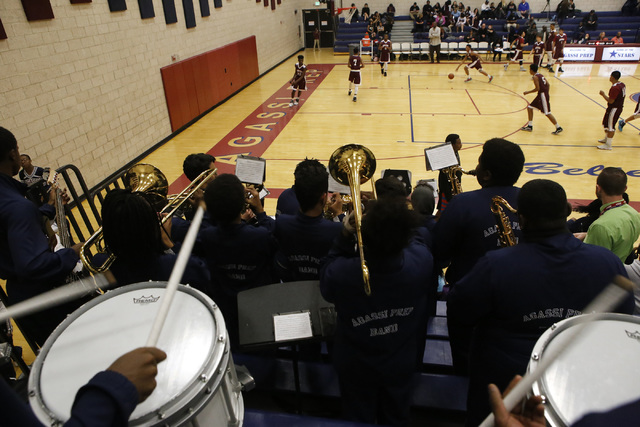 The school’s band plays during a boys basketball game on Wednesday, Jan. 18, 2017, in ...