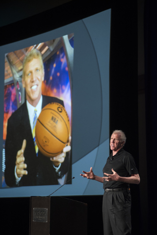Hall of Fame basketball player Bill Walton speaks to the crowd during the inaugural Best of ...