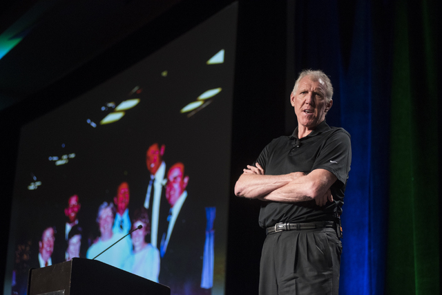 Hall of Fame basketball player Bill Walton speaks to the crowd during the inaugural Best of ...