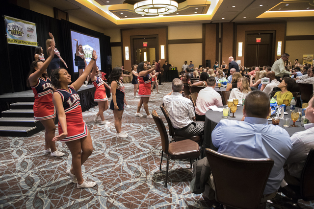 Las Vegas High School cheerleaders perform during the inaugural Best of Nevada Preps Award B ...