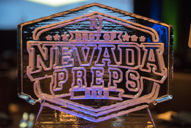 An ice sculpture is seen during the inaugural Best of Nevada Preps Award Banquet at the Red ...