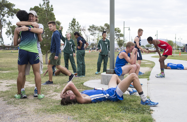 Participates of the Regional 4A Sunrise Boys cross country meet, rest after the race at Crai ...