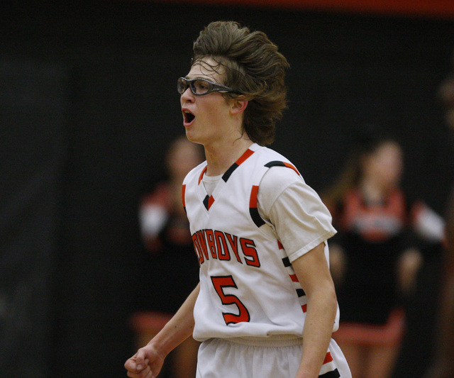 Chaparral forward Ben Kirschbaum celebrates his buzzer beating 3-point basket at the end of ...