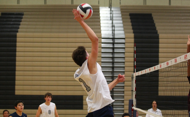 Legacy’s Tanner Compton (1) hits the ball against Cimarron-Memorial on Tuesday. (Chase ...