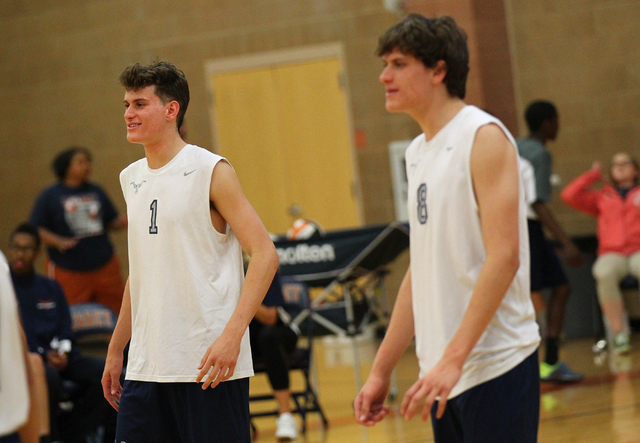 Legacy’s Tanner Compton (1) and Trent Compton (8) stand next to each other before a vo ...