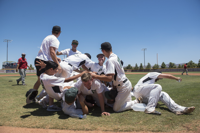 The Summerlin Panthers celebrate winning the championship game during the Connie Mack state ...