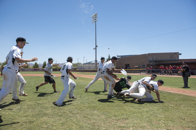 The Summerlin Panthers celebrate winning the championship game during the Connie Mack state ...