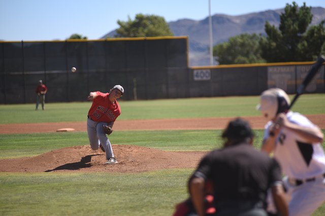 Las Vegas Cats Brandon Culmo (23) pitches against the Summerlin Panthers during the champion ...