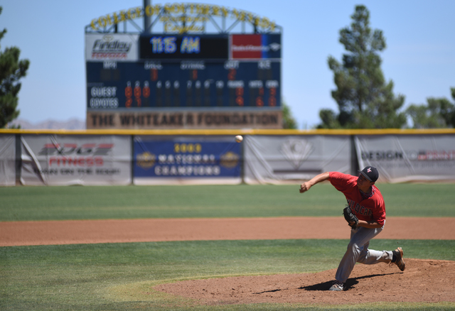Las Vegas Cats Brandon Smith pitches against the Summerlin Panthers during the championship ...
